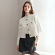 樂(lè )町韓系通勤粗花呢小香風(fēng)外套短款2025春季新款精致拉花紐扣上衣 云霧白(現貨) L