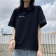 冠軍涂鴉純棉黑色圓領(lǐng)短袖情侶t恤女夏裝寬松時(shí)尚顯瘦半袖休閑韓版上衣服 黑色短袖小標(biāo)260克 M 160-165 /100-130斤