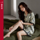 家樂芬睡衣女款夏季夏款冰絲綢短袖短褲仿真絲綢家居服高級(jí)感套裝 A824847青梧色 XL 碼 （體重120-145斤)