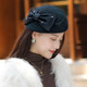 香雪羽秀日本帽子女春秋冬季百搭羊毛貝雷帽圓頂小禮帽英倫復(fù)古毛呢氈帽 石墨藍(lán)