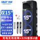 先科（SAST） 戶外廣場舞音響雙15英寸K歌大功率舞臺音箱充電廣場舞拉桿藍牙重低音舞臺演出音箱 雙15寸音響一臺+2支無線金屬話筒