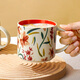 友來(lái)福陶瓷馬克杯大容量高顏值燕麥早餐杯牛奶杯咖啡杯辦公室學(xué)生水杯 單杯-紅色款
