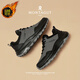 夢(mèng)特嬌（MONTAGUT）2025年春季新款休閑運動(dòng)鞋男軟底輕便時(shí)尚潮流男鞋舒適耐磨皮鞋男 黑灰 41