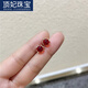 頂妃（DING FEI）個性幾何貓眼石耳釘女時尚小眾設(shè)計感耳環(huán)精情人節(jié)禮物 04紅色瑪瑙一對  A26-209