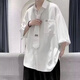 陌小伊DK學(xué)院風(fēng)短襯衫男夏季日系冰絲chic港味白色襯衣寬松情侶七分袖 白色 XL