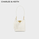 CHARLES&KEITH純色吊牌飾單肩包腋下包水桶包包女包生日七夕禮物CK2-10782094 Cream奶白色 M