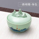 帶蓋火鍋硯臺陶瓷保濕墨碟不干墨書(shū)法專(zhuān)用不干筆墨池毛筆墨蝶筆架山多功能筆擱筆洗缸墨汁墨盒墨海文房四寶 火鍋硯臺【一路相隨 綠色】