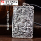 SNQP銀S999關(guān)公吊墜銀實心復(fù)古方牌關(guān)羽武財神霸氣潮男士項鏈掛件 關(guān)公吊墜-皮繩款