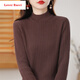 LOVER RUCCI純棉線衣針織衫女加厚半高領(lǐng)純色毛衣長(zhǎng)袖套頭打底衫秋冬內(nèi)搭短款 咖啡 XL