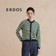 ERDOS 精紡圓領(lǐng)簡(jiǎn)約時(shí)尚百搭條紋打底法式修身女開(kāi)衫羊絨衫 白 M 165/84A