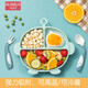 可拉貝拉寶寶餐盤(pán)吸盤(pán)式嬰兒童硅膠分格盤(pán)卡通學(xué)吃飯訓(xùn)練勺餐具 C.綠色餐盤(pán)+叉勺+防塵蓋+吸管