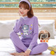 保暖內衣女套裝加絨加厚少女韓版可愛(ài)中學(xué)生圓領(lǐng)外穿秋衣秋褲保暖套裝 宇航員淺紫色 2XL（建議體重80-110斤）