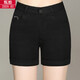甄酷彈力高腰牛仔短褲女夏季薄款休閑短褲中年熱褲女士四分牛仔褲女褲 237黑色 32碼 2尺5腰圍
