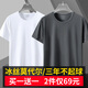 戰浩【2件】冰絲莫代爾棉短袖t恤男夏季青年薄純白色打底衫圓領(lǐng)半袖體 白色+深灰色 XL 建議【135-150斤】