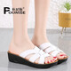 樸尼斯 Pounise 外穿時(shí)尚坡跟涼拖鞋女舒適百搭露趾厚底媽媽拖鞋 PDX-0520 白色 40/250(1.5)