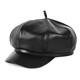 HTBT中老年皮帽子男真皮秋冬季保暖羊皮防風(fēng)防寒爸爸爺爺老頭帽八角帽 黑色 58