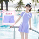佑游兒童連體泳衣女孩新款女童泳裝夏季中大童泳衣學(xué)生游泳訓(xùn)練裝 紫色（親膚速干 獨(dú)立底褲） 5XL(150-160cm 75-90斤)可拆胸墊