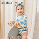 Milkbarn春季嬰兒衣服 3-18月新生兒包屁衣寶寶純棉長袖保暖打底童裝 冰藍(lán)雪絨花 80cm (12-18m)