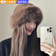 明月歸毛絨地主帽女秋冬新款防寒保暖帽子?xùn)|北盆帽護(hù)耳帽顯臉小漁夫帽潮 咖啡色【建議56-58cm】