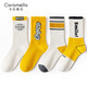 卡拉美拉（Caramella）襪子女秋冬中筒襪運動(dòng)長(cháng)襪美式潮襪白色棉襪高筒襪 字母潮襪女中筒襪裝 4雙 均碼