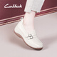 Carl Beck品牌厚底坡跟單鞋女2024春季新款中年女鞋軟底樂福鞋女舒適媽媽鞋 米白色 35