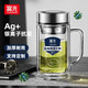 富光雙層玻璃杯透明茶杯辦公杯把手大容量男高硼硅水杯子生日送禮物 本色 560ml【升級抗菌加厚