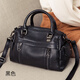tushky品牌2026新款大容量手提包氣質(zhì)女神牛皮時(shí)尚百搭斜挎包軟皮波士頓 黑色