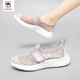 西域駱駝（VANCAMEL）夏天踩屎感網(wǎng)鞋女網(wǎng)面透氣運(yùn)動(dòng)鞋薄款中老年媽媽鞋輕便老北京布鞋 花紫 37
