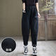 啄木鳥(niǎo)高腰牛仔褲女2025年秋冬新款寬松復古松緊腰百搭休閑長(cháng)褲哈倫褲 加絨黑色 加厚 L 120-140斤-涼感款