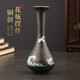 乾簡 純黃銅花瓶家用客廳藝術(shù)擺件辦公室簡約現(xiàn)代家居花器插花干花創(chuàng)意中式仿古餐桌桌面擺件 （海浪飛鶴）烤黑純黃銅花瓶