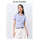 太平鳥(niǎo)女裝夏季翻領(lǐng)褶皺T恤POLO領(lǐng)短袖修身短款上衣運動(dòng)B 藍紫 L