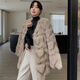 傲列2024秋冬新品芬蘭整皮狐貍毛皮草外套女中長款V領(lǐng)顯瘦氣質(zhì)大衣 奶茶色 L