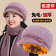 恒源祥 帽子冬季女中老年人加厚帽子圍巾套裝保暖兔毛媽媽帽新年禮物 【晶鉆絨球款】淺紫色 帽子禮盒裝