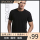 GRACEBOX男款T恤純棉圓領(lǐng)標準版袖標短袖純色半袖運動(dòng)上衣內搭 黑色 黑色 M