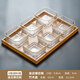 格娜斯（CRISTALGLASS） 調(diào)味碟家用蘸料碟火鍋醬料醬油醋碟小吃菜碟玻璃小碟子盤子骨碟 金邊錘紋碗6個(gè)+六格竹盤