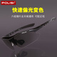 POLISI騎行眼鏡自行車(chē)防風(fēng)鏡變色偏光山地車(chē)裝備眼睛男女運動(dòng)戶(hù)外登山跑步近視太陽(yáng)鏡日夜兩用可配近視 亮黑色 平光（六組鏡片+變色偏光）