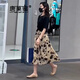 唐菓蜜連衣裙女夏季2024新款女裝韓版時(shí)尚氣質(zhì)顯瘦法式復(fù)古港風(fēng)碎花裙子 黑色上衣+碎花裙 L
