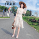 妃莉杋（FeiLiFan）雪紡連衣裙女裝2024夏季新款小個(gè)子氣質(zhì)收腰顯瘦碎花裙子女夏天 白色碎花 L【建議108-120斤】
