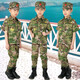 兵童勇士新款休閑夏季女男童純棉迷彩服短袖套裝中大童運動裝小學(xué)生軍訓(xùn)服 林地迷彩短袖款(上衣褲子帽子) 110碼適合約身高105CM