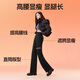 SIINSIIN闊腿褲女2025春季加絨褲子垂感休閑簡約直筒褲黑色高腰收腹百搭 (加長款)顯瘦黑(身高163cm以上) L 【120-140斤】
