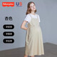 費(fèi)雪（Fisher-Price）費(fèi)雪孕婦背帶裙夏季短袖T恤兩件套孕婦裝孕婦連衣裙韓版孕婦裙子 卡其連衣裙 XL【140-160斤適穿】