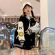 卡兔藍貓女童外套春秋2022新款兒童春季網紅洋氣上衣中大童春裝時髦棒球服 黑色 160