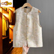 初徑2026春秋新款感簡(jiǎn)約醋酸背心馬甲圓領(lǐng)百搭國風(fēng)氣質(zhì)坎肩馬夾女 香檳色 XL 120-135