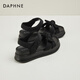 達(dá)芙妮（DAPHNE）涼鞋女夏外穿新款夏季時(shí)尚仙女風(fēng)一字帶蝴蝶結(jié)沙灘鞋 黑色 3cm 40 (250mm) 標(biāo)準(zhǔn)碼