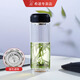希諾（HEENOOR）玻璃杯單層加厚耐熱大容量水杯帶濾網(wǎng)新款男女士商務(wù)辦公泡茶杯車(chē)載便攜簡(jiǎn)約透明杯子 黑藍 適中容量-400毫升