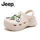 Jeep吉普涼鞋軟底兩穿半拖鞋女鞋白色潮流風(fēng)防滑增高鞋情侶貼花洞洞鞋 米色 升級款 37-38 標準運動(dòng)鞋碼