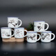臺蘭仕陶瓷功夫小茶杯6只裝懷舊仿搪瓷迷你帶把家用小號喝酒杯馬克杯子 小號水墨花6只裝