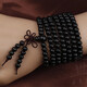 芯奢韓版時(shí)尚實(shí)木質(zhì)手串男佛珠男手鏈配飾品情侶手鏈時(shí)尚潮流男款手鏈 黑+216顆
