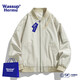 WASSUP HERMU官方潮牌外套男女春秋季美式痞帥棒球服寬松大碼飛行服情侶夾克 米白色 XL （推薦150-170斤）