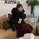 潮牌Avmko毛呢半身裙2022秋冬新款女中長款復(fù)古格子半裙傘裙高腰顯瘦遮胯a字長裙半身裙 煙熏玫瑰半身裙 S